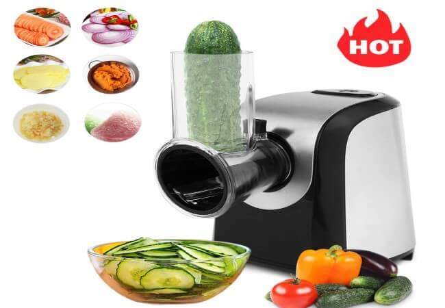 Homdox-Professional-Salad-Maker-Electric-Slicer-ShredderGraters-with-One-Touch-Control-and-4-Free-Attachments-for-fruits-vegetables-and-cheeses