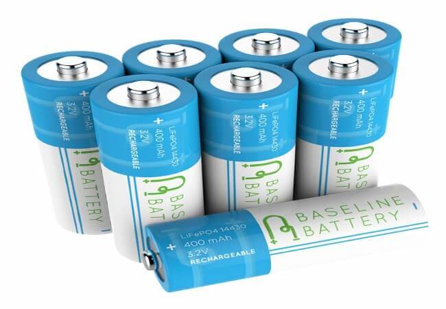 8-IFR-14430-3.2v-LiFePO4-Lithium-Phosphate-Rechargeable-Batteries-400-mAh-Solar-Garden-Light-Baseline-Battery