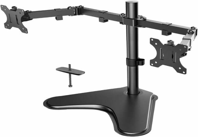 Dual-Monitor-Stand-Free-Standing-Height-Adjustable-Two-Arm-Monitor-Mount