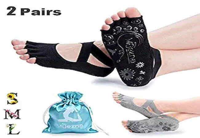 Muezna-Non-Slip-Yoga-Socks-for-Women-Toeless-Anti-Skid-Pilates-Barre-Ballet-Bikram-Workout-Socks-with-Grips