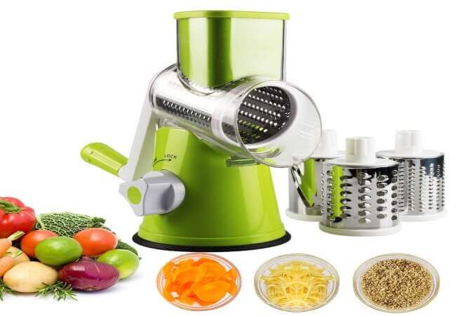 Vegetable-Mandoline-Slicer-Zacfton-Vegetable-Fruit-Cutter-Cheese-Shredder-Rotary-Drum-Grater-with-3-Stainless-Steel-Rotary-Blades-and-Suction-Cup-Feet