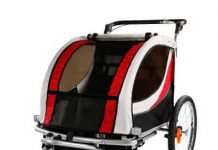 Clevr-Red-Collapsible-2-Seats-2-In-1-Double-Bicycle-Trailer